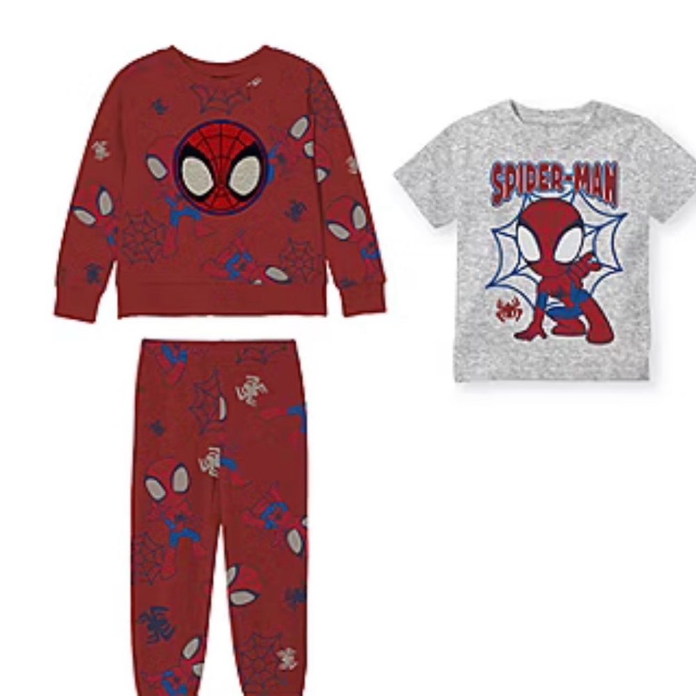 Marvel Spider-Man Toddler Boys 3-Piece Sweatsuit Set - Red and Gray - 2T